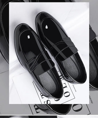 Spring Autumn New Patent Leather Shoes for Men Solid Color Fashion Wedding Shoes Male Low Top Casual Loafers Man