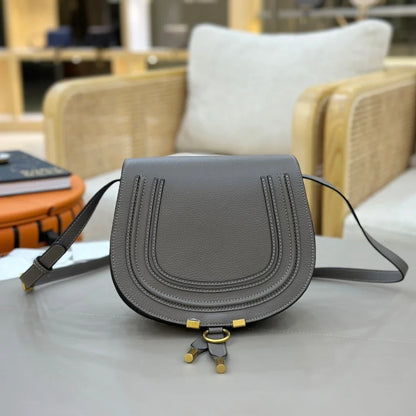 Classic Genuine Leather Saddle Crossbody Bag Vintage Fringe Shoulder Purse For Women Classic U-Shape Stitched Handbag