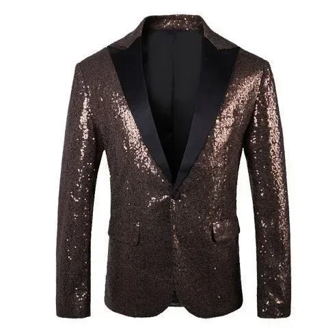 Men's Performance Jacket Gold Sequins Boutique High-end Men's Suits Blazer Korean Nightclub Wedding Host Suits Jacket Male