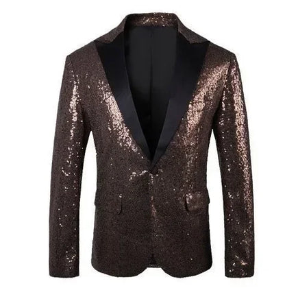 Men's Performance Jacket Gold Sequins Boutique High-end Men's Suits Blazer Korean Nightclub Wedding Host Suits Jacket Male