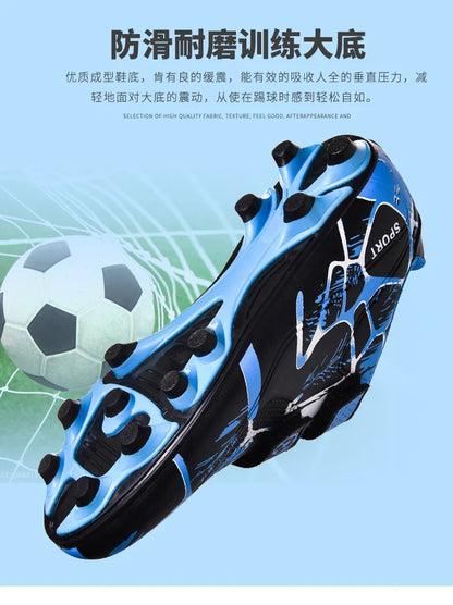 Kids Soccer Shoes Outdoor Non-Slip Football Sports Shoes Boy Training Shoes Child HOOK&LOOP Lightweight Children's Soccer Cleats