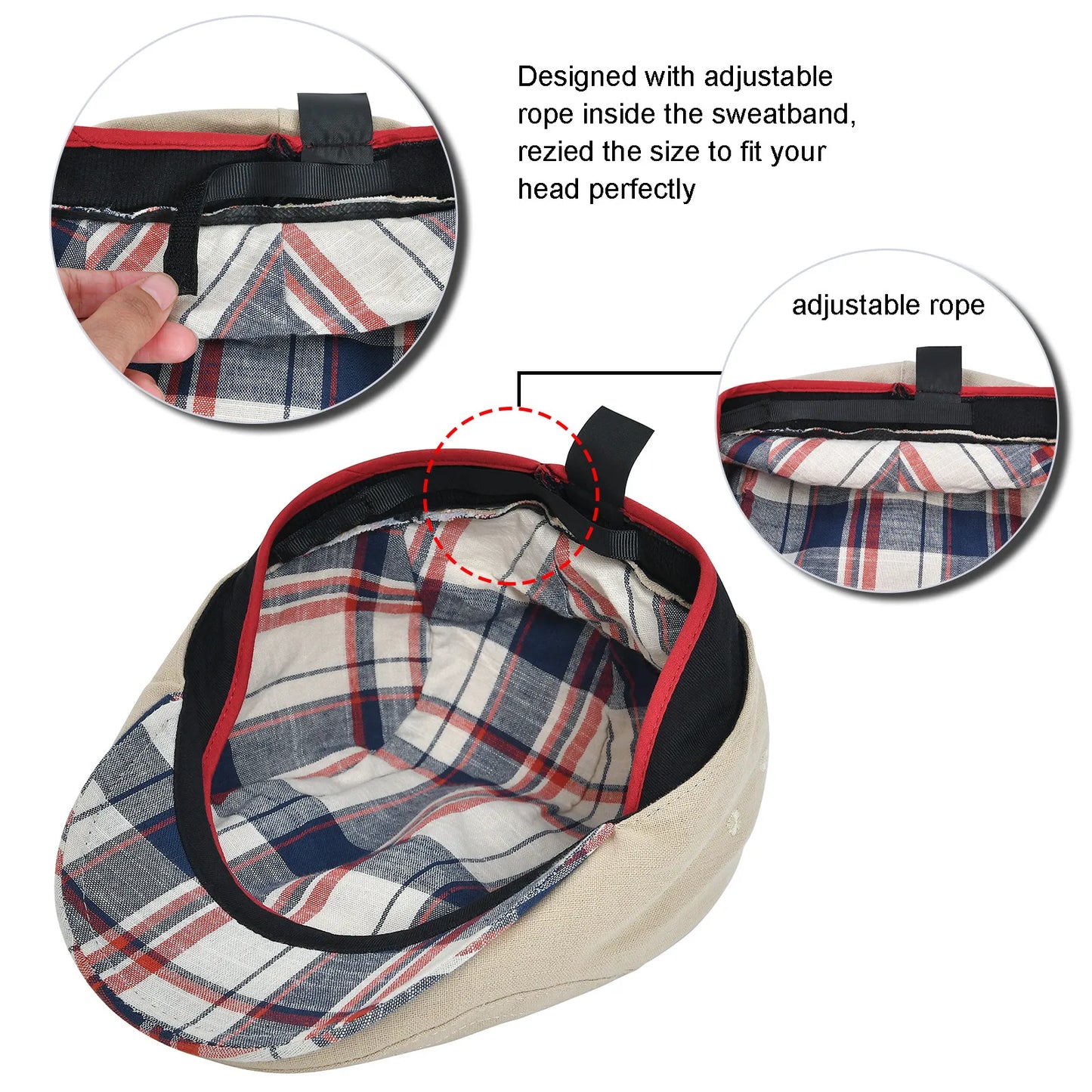 Linen Cap Irish Flat Cap for Men Casual Fitted Newsboy Cap Adjustable Classic Ivy Gatsby Hat