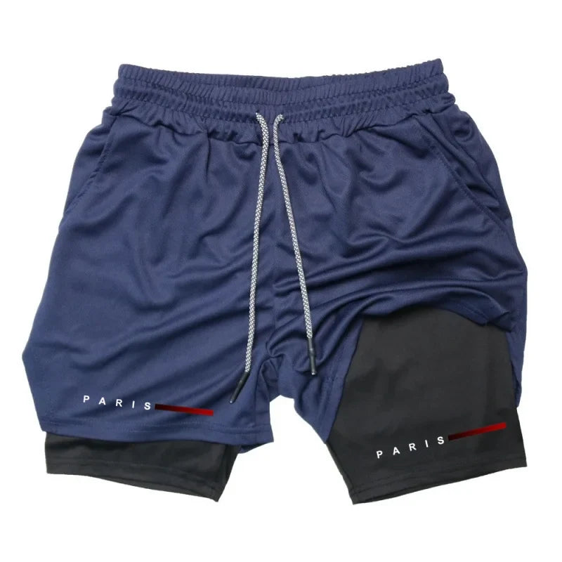 Men Running Shorts 2 in 1 Double-deck Sport Shorts Sportswear Gym Fitness Short Pants Training Jogging Bottom Men's Clothing