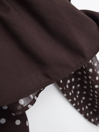 Fashion Simple Bow Polka Dot Shirt European and American Style Loose Long Sleeve Blouse Spring Summer Casual Tops