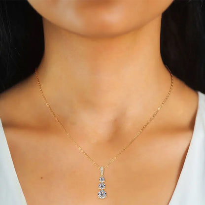 Certified D Color Three Stone Moissanite Pendant Necklace Collar Plata 925 Sterling Silver Necklaces for Women Jewelry