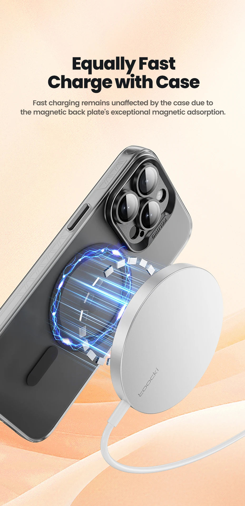جراب Toocki Matte Magnetic للشحن اللاسلكي MagSafe لهواتف iPhone 15 14 13 12 Plus Pro Max مقاوم للصدمات مع واقي عدسات