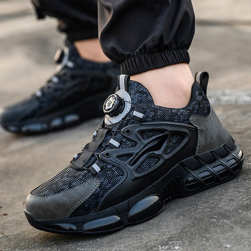 Rotating Button Safety Shoes Men Anti-smash Anti-puncture Work Shoes Fashion Men Safety Sport Shoes Security Protective BootsMen