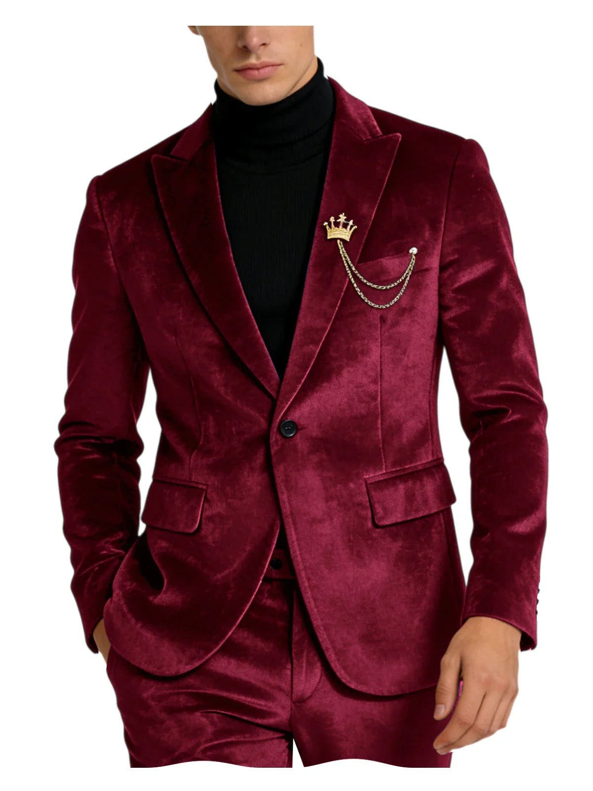 Men's Teal Velvet Blazer 1 Button Single Breasted Slim Fit Formal Wedding Party Suit Jacket