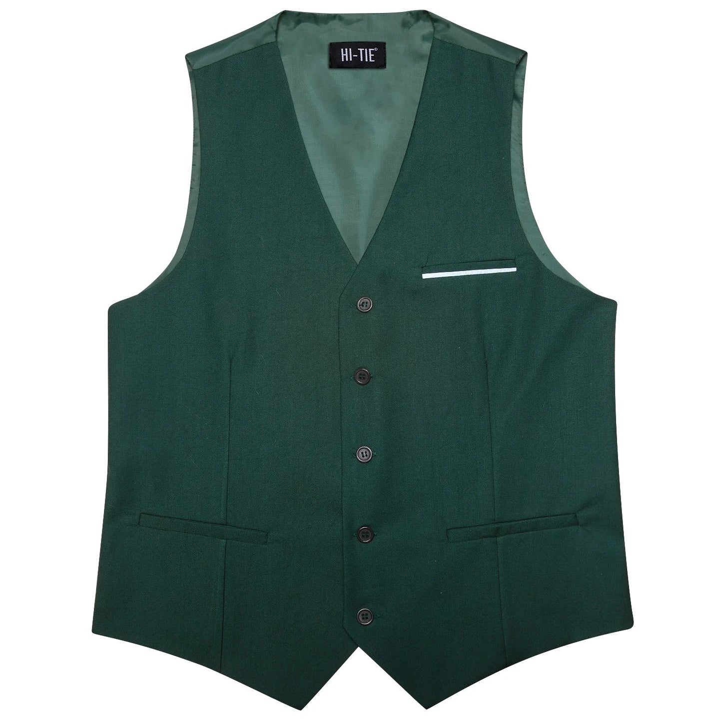 Men's Vest Elegant Green Waistcoat Necktie Handkerchief Cufflinks Sets for Male Wedding Business Party Designer Gift