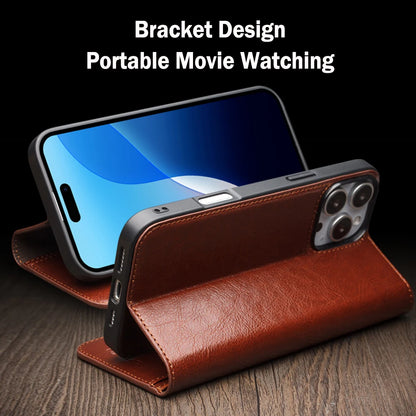 Genuine Leather Flip Case for iPhone16 Pro Max Handmade Cover with Card Slots for iPhone 16 Pro Max/16 15 14 13 12 11Pro