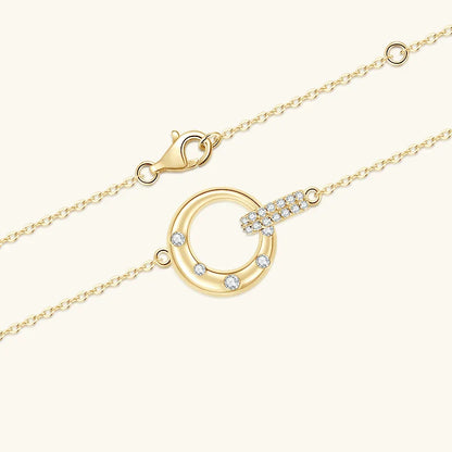 Certified Full Moissanite Necklace Exquisite 925 Sterling Silver Double Circle Pendant Necklaces For Engagement Jewelry