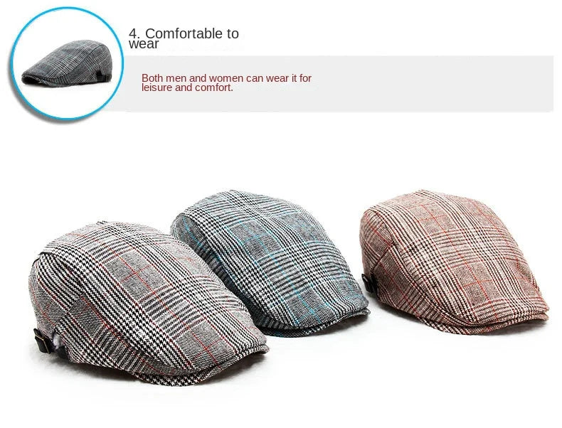 Men's Women's Beret Herringbone Flat Ivy Newsboy Hat Wool Blend Gatsby Cabbie Adjustable Cap