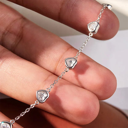 4MM Heart Moissanite Bracelets S925 Silver plated 18K gold Sparkling Wedding Hand Chain Fine Jewelry can pass Diamond Test