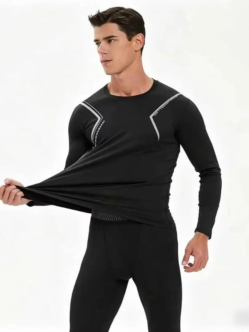 Men's Single-Piece Thin Breathable Quick-Dry Moisture-Wicking Long Sleeve Compression Shirt for Summer Running Fitness