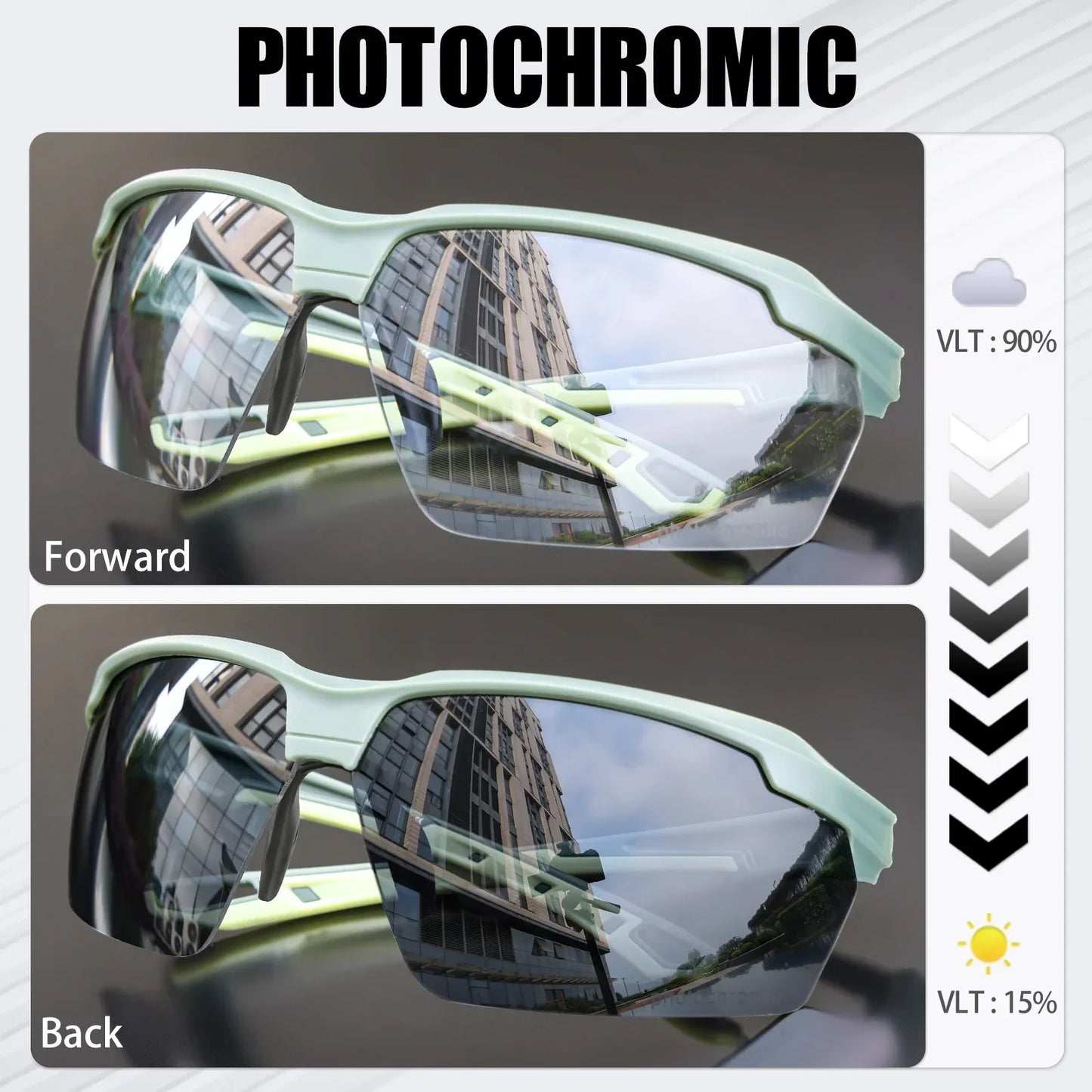 3PACKS Photochromic Cycling Sunglasses Glasses Bike MTB Bicycle Hiking Golf UV400 Sports Glasses for Men Women Baseball