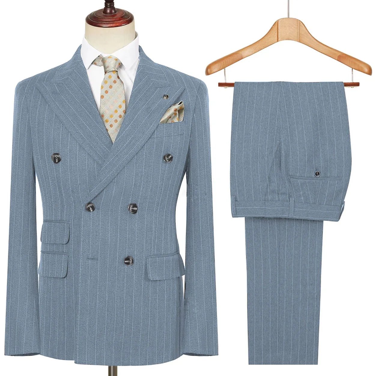 Vintage Winter Tweed Suits High-Quality Striped Tweed Men Suits Design Costume Homme Smart Business Formal Wedding Suit 2 Pieces