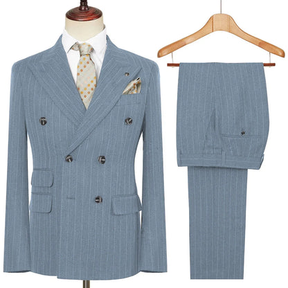 Vintage Winter Tweed Suits High-Quality Striped Tweed Men Suits Design Costume Homme Smart Business Formal Wedding Suit 2 Pieces