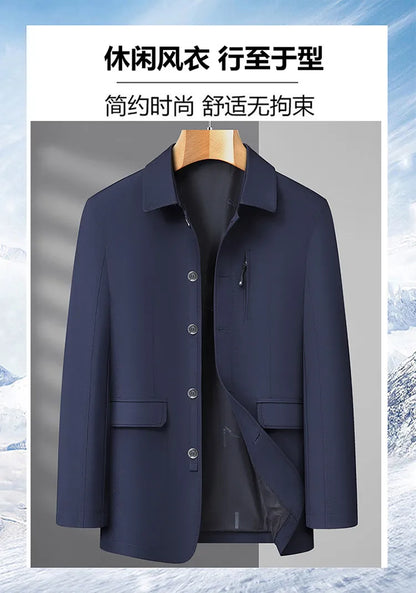 Men's Turn-down Collar Button Jacket Business Casual Outerwear for Male