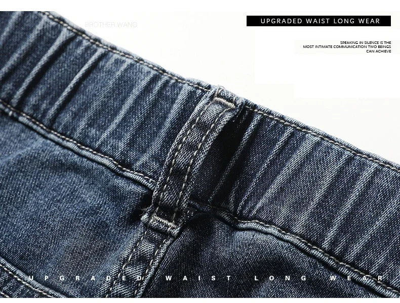 Spring Summer Thin Men's Classic Jeans Elastic Loose Straight Cotton Casual Denim Trousers Brand Clothing Business Male Pants
