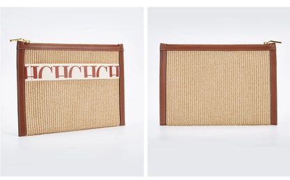 Handmade Woven Clutch Bag Ribbon Embellished Niche Style Clutch Bag