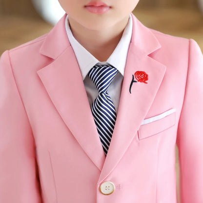 2-14 Yrs Toddler Suit Set with Rose Embroidery 3-Piece Formal Conmmunion Tuxedo Jacket Pants Tie Fast Delivery DTLumika