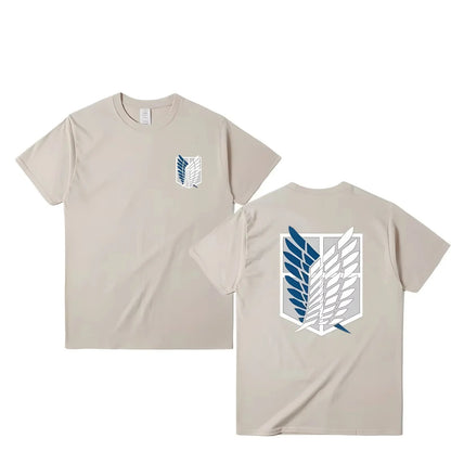 Attack on Titan T-shirt Wings of Freedom Short Sleeve Ackerman Mikasa Eren Jaeger Men High Quality Cotton Tops T Shirt