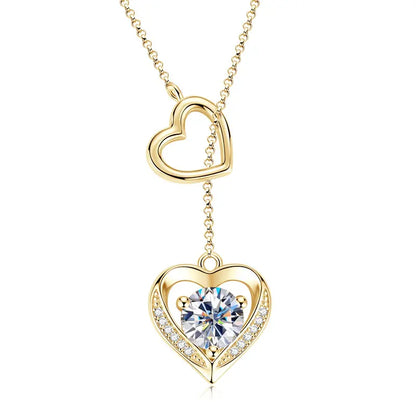 Round Moissanite Y-shape Lariat Cross Heart Infinite Pendant Necklace Chain for Women 925 Sterling Silver Jewelry Gifts