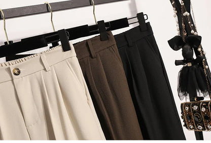 Plus Size Pants Woman 2026 Spring Autumn New Arrival High Waist Suit Pants High Quality Korean Style Straight Trousers
