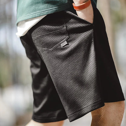 Outdoor Mesh Basketball Shorts Men's Summer Quick-Dry Breathable Pants with Elastic Waist Lightweight Running Sport Shorts