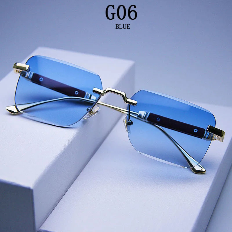Fashion Rimless Sunglasses For Men Designer Square Sunglasses Women 2024 Trendy Retro Gafas De Sol Hombre Lunette Soleil Femme