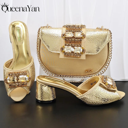 2026 New Fashion Shoes Italian Design Comfortable Women's Shoes with Diamond Oval Bag Women's High Heels for Party