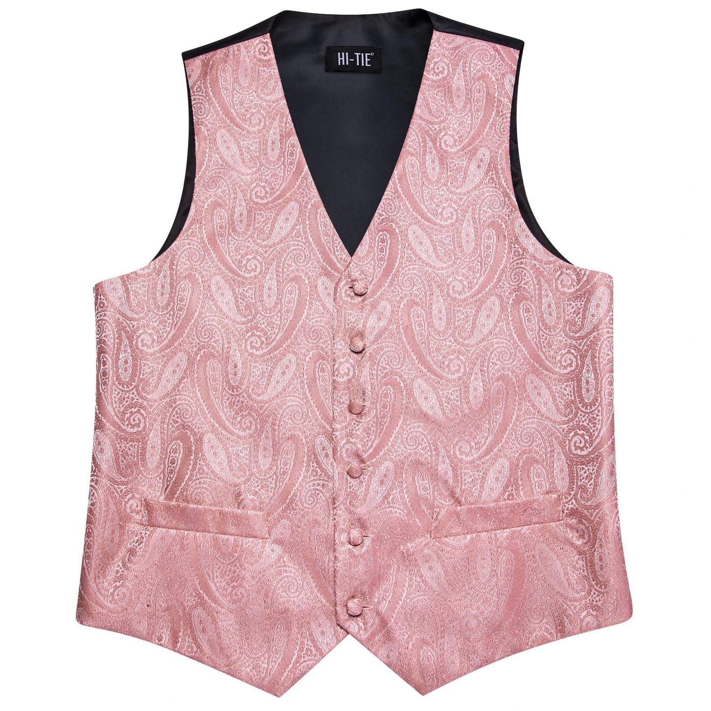 Wedding Coral Pink Mens Vest Silk Tie Set Adjustable Jacquard Waistcoat Jacket Necktie Hanky Cufflinks Formal Party Gifts