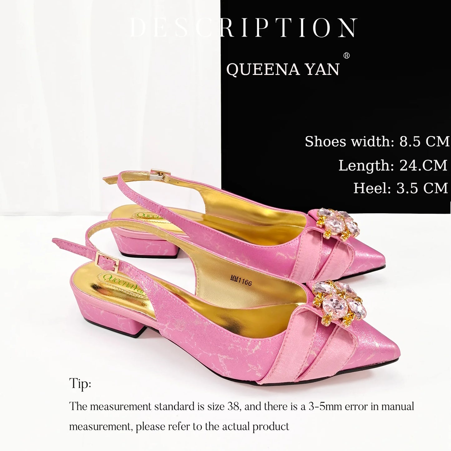 2025 New Summer Collection Stylish Italian Women’s Shoes and Bag Set Gold Colour Comfortable Low Heels With Rhinestone