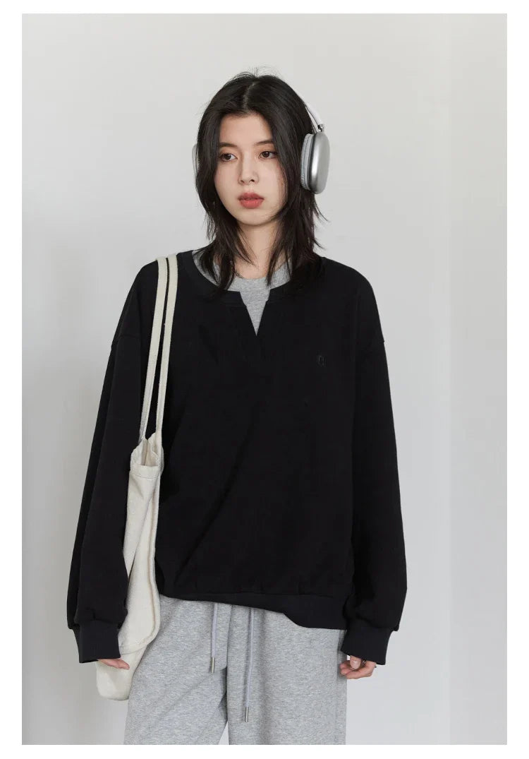 Korean Women Sweatshirts Loose Casual New Contrast Splicing Hoodie Female Top Woman T Shirt Pullover Spring Autumn 2025