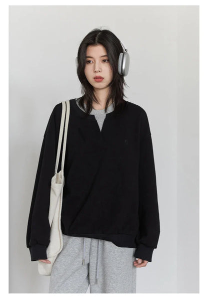 Korean Women Sweatshirts Loose Casual New Contrast Splicing Hoodie Female Top Woman T Shirt Pullover Spring Autumn 2025