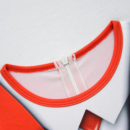 New Pocket Devs VR Game Costume Kids Boys Red Suit Man Cosplay Long Shirt Pants Jumpsuit Mask Birthday Halloween Party Costume