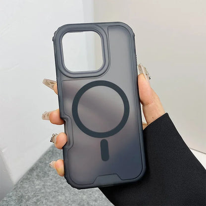 Trendy 3IN1 Magnetic Shockproof Case for IPhone 17 16 15 14 13 12 Pro Max Frosted Slim Clear Translucent Wireless Charging Cover