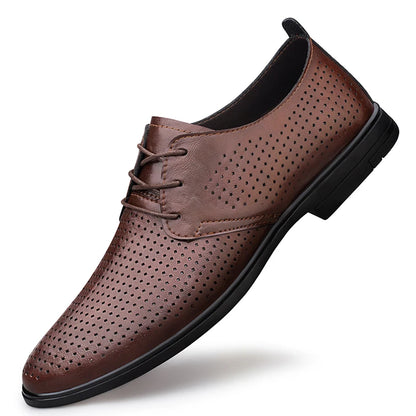 High Quality Handmade Casual Leather Business Shoes Mens Formal Oxford Office Shoes Fashion Lace-up Casual Flat Designer Shoes
