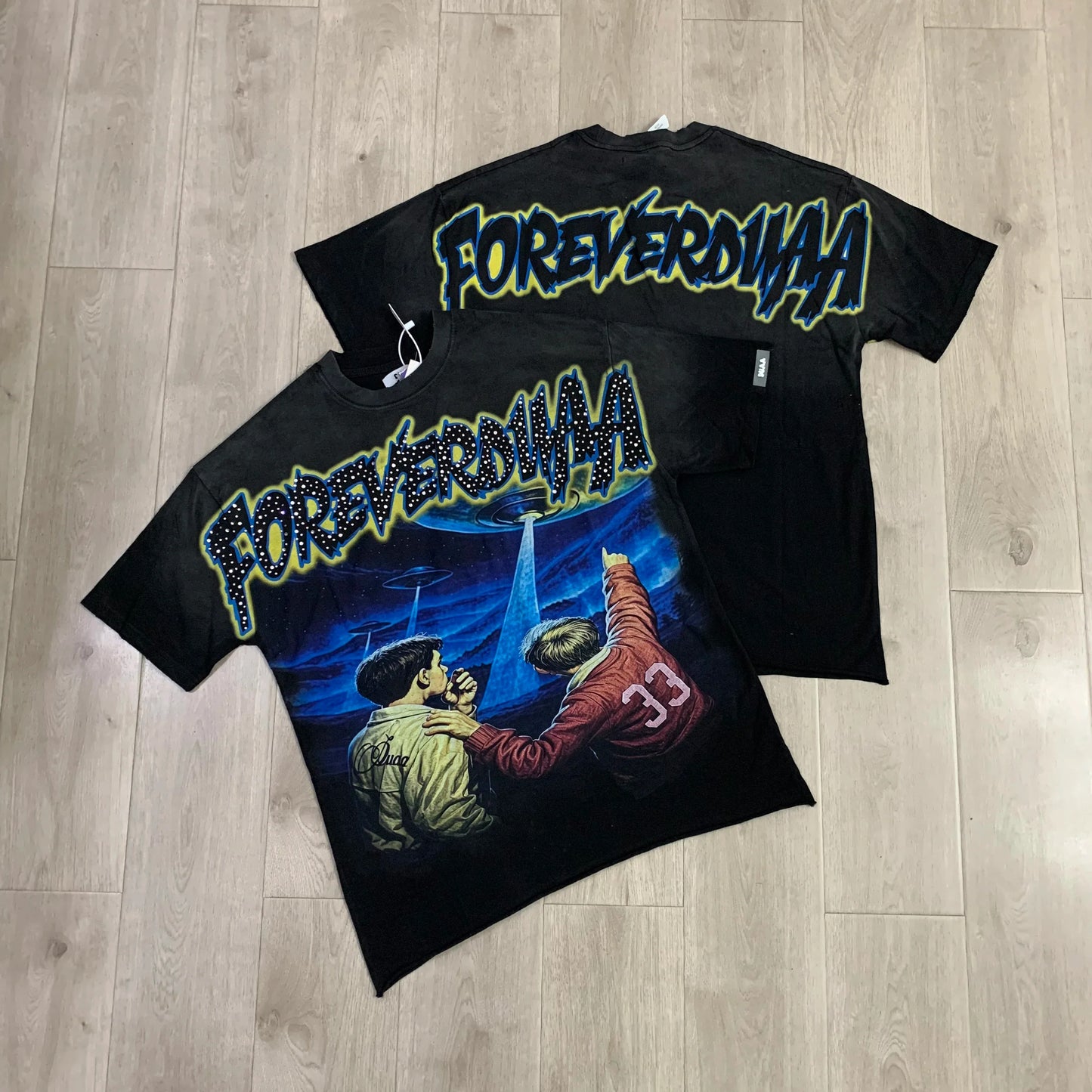 Car Letter Rhinestone Washed Cotton Short Sleeve Tshirts for Men and Women Harajuku Hip Hop Loose Shinning Diamond Tees Oversize