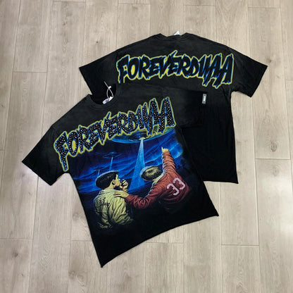 Car Letter Rhinestone Washed Cotton Short Sleeve Tshirts for Men and Women Harajuku Hip Hop Loose Shinning Diamond Tees Oversize