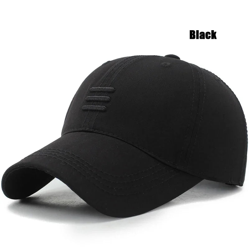 4 Colors New Fashion Soft Top Baseball Cap Outdoor Sport Casual Cotton Snapback Hats For Men and Women Three Bars Dad Hat Design