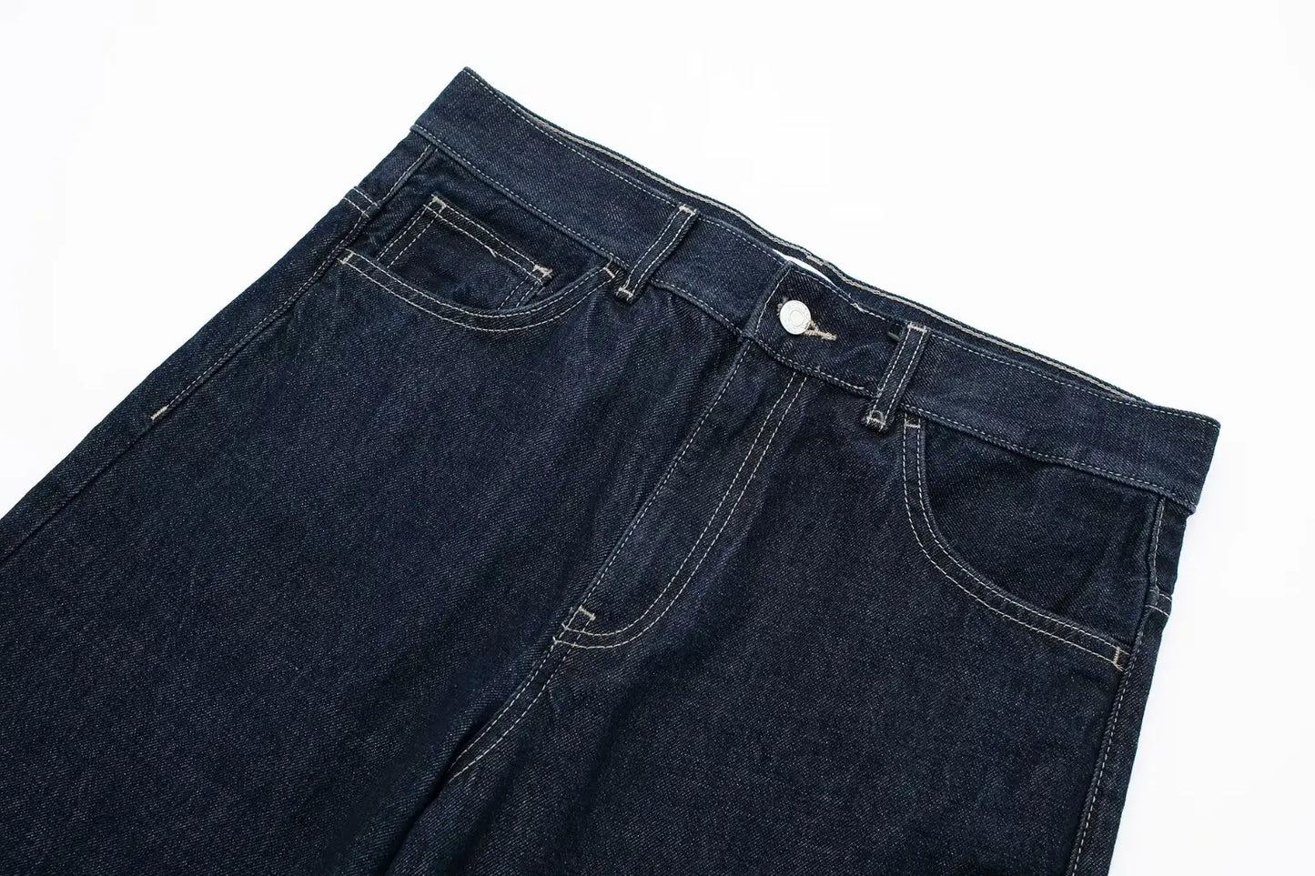 Women's High-Waisted Jeans Slim Trailing Trousers Rolled Leg Denim Pant Fashion Lady High Street Casual Wide-Leg Jeans