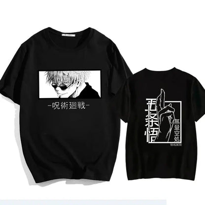 Jujutsu Kaisen Satoru Gojo Unisex Pure Cotton T-shirt 2026 Summer Anime Print Round Neck Casual Parent-child Short Sleeved Top