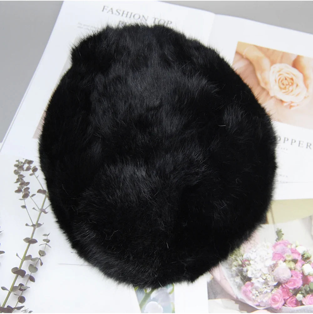 2026  Unisex Winter Russian Outdoor 100% Genuine Rabbit Fur Caps Warm Real Rabbit Fur Bomber Hat Natural Quality Rabbit Fur Hats