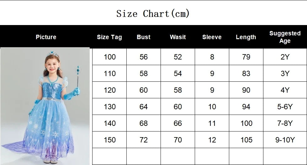 Kids Girl Cosplay Elsa Princess Costume Luxury Sequins Birthday Prom Gown Fancy Carnival Toddler Clothing Halloween Role Playing