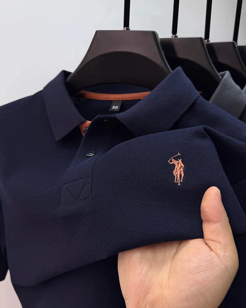 100% pure cotton high-end brand men's short sleeve polo shirt summer fashion customization horse embroidery classic Paul T-shirt