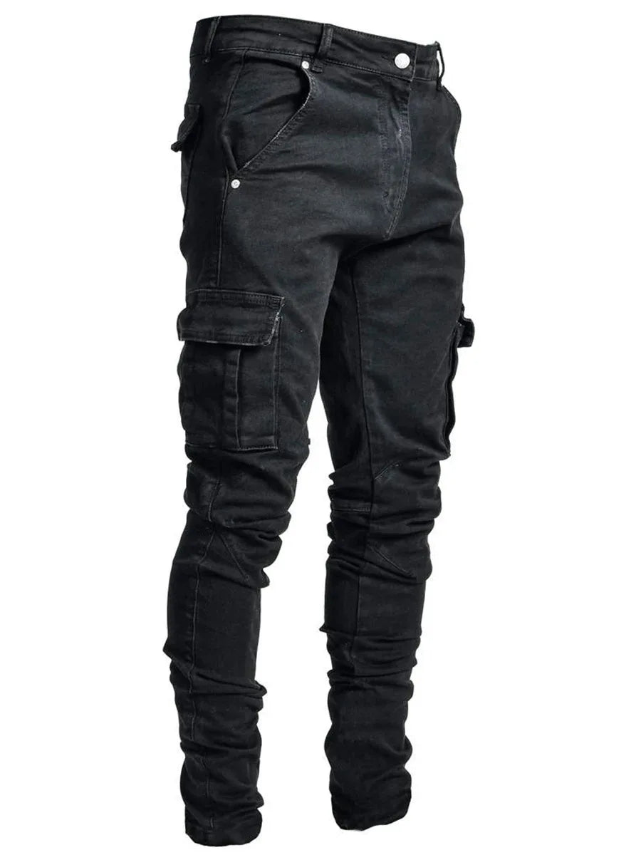 New Spring New Hot Sale Stretch Men's Jeans Fashion Trendy Casual Knee Wear-Resistant Comfortable Zipper Feet Skateboard Pants