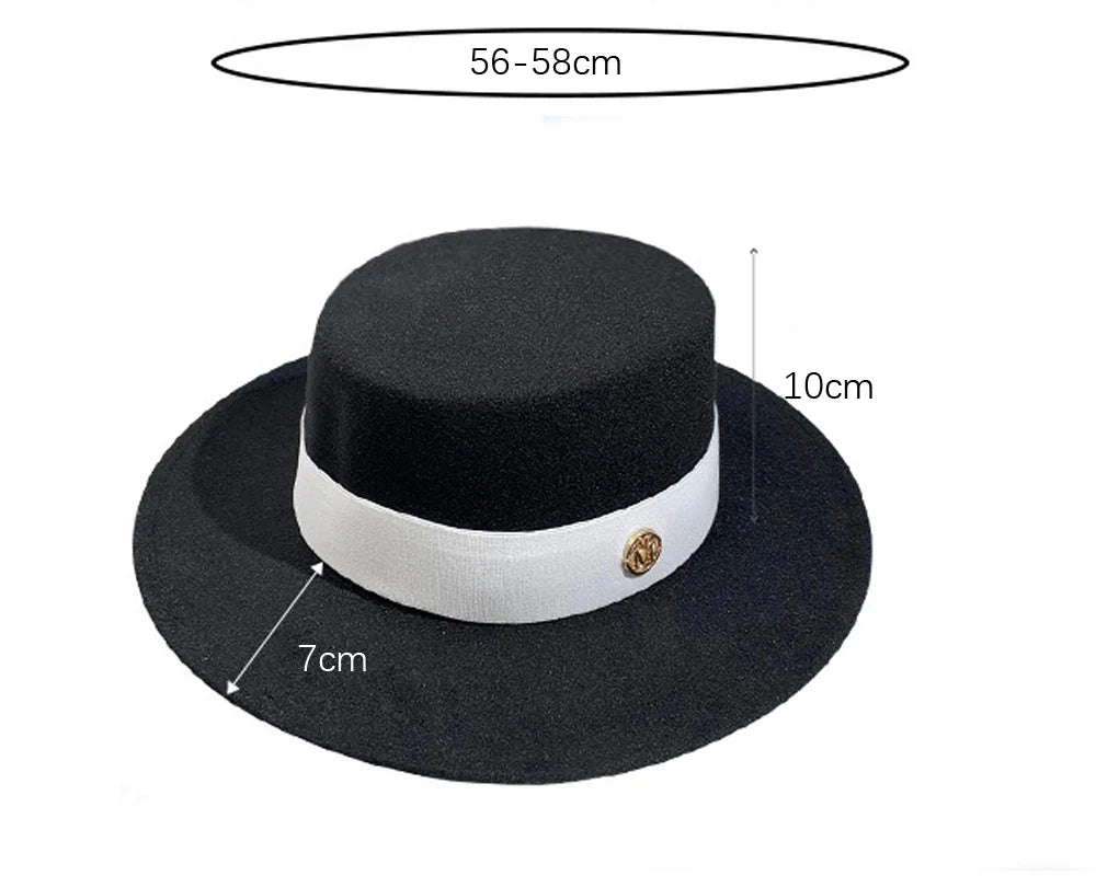 Fedora Hats for Women Flat Top Fashion Elegant Bowler Dress Caps Panama Church Wedding Ribbon Band Hat Men Felt Jazz Hat