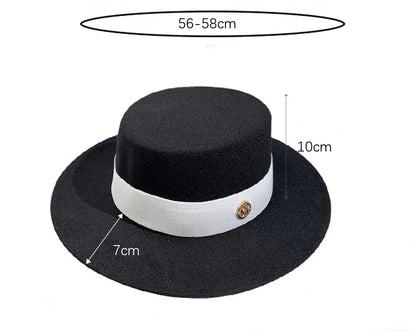 Fedora Hats for Women Flat Top Fashion Elegant Bowler Dress Caps Panama Church Wedding Ribbon Band Hat Men Felt Jazz Hat