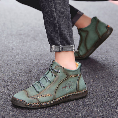 Fashion Men Ankle Boots Handmade Mens Boots Lightweight Mens Designer Boots Outdoor Sneakers Leather Work Boots Plus Size 38-48